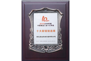 鼎業(yè)十大新銳制造商證書 鼎業(yè)十大新銳制造商證書